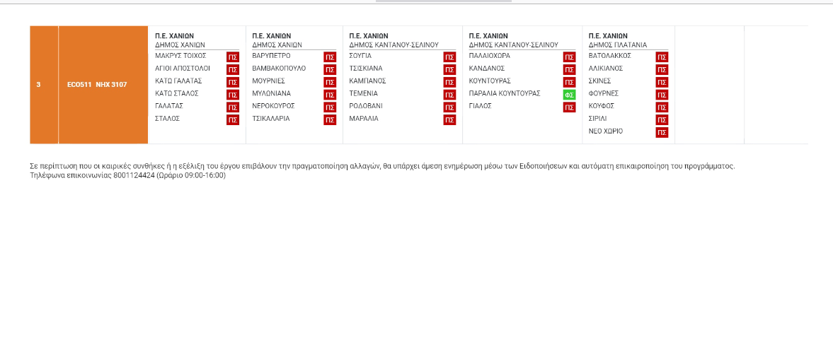 ΠΕ Χανίων Tο πρόγραμμα κίνησης συνεργείων καταπολέμησης κουνουπιών
