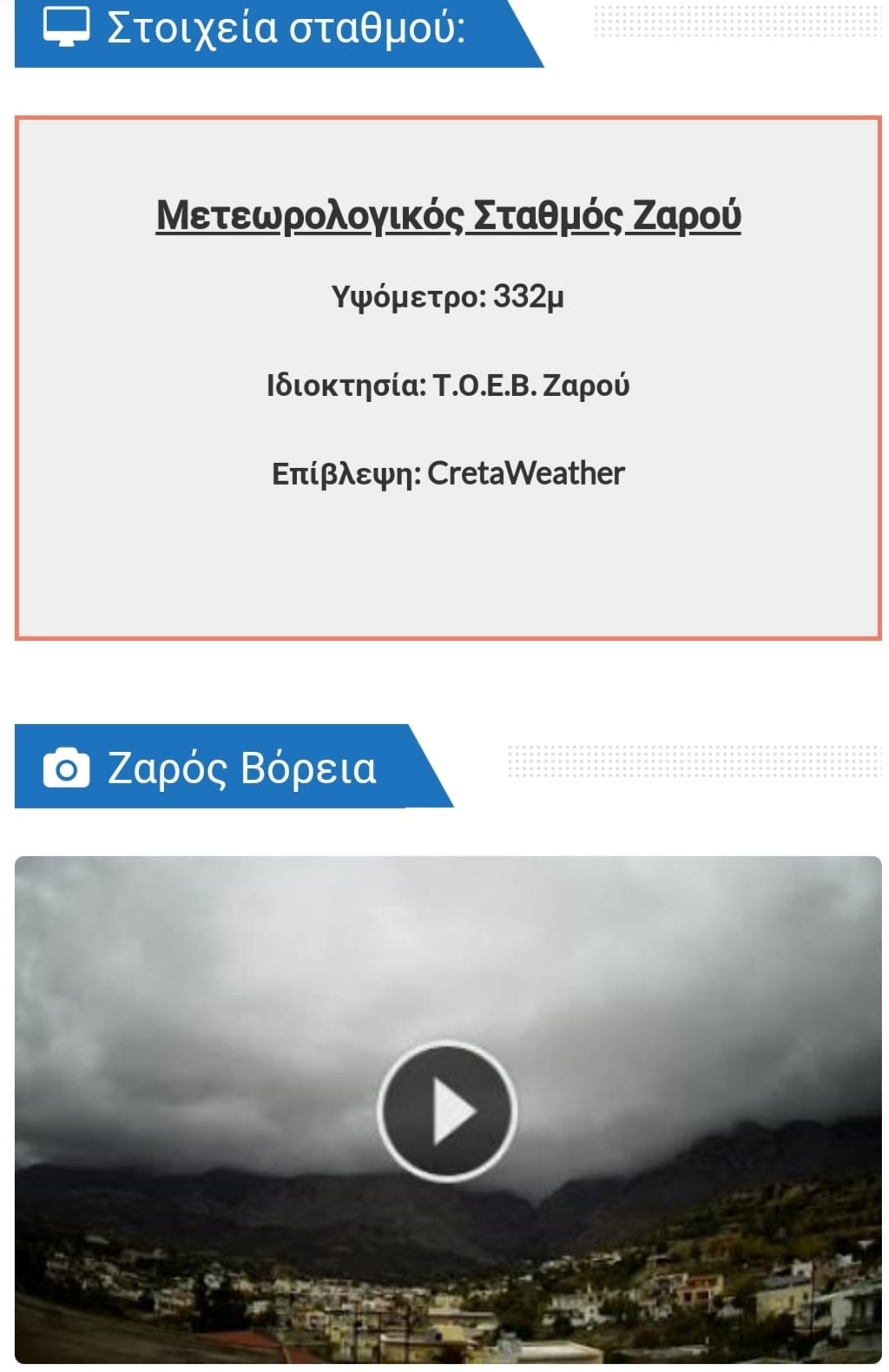 Με δικό του μετεωρολογικό σταθμό πλέον ο Ζαρός!