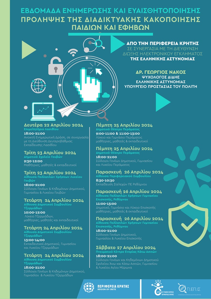 Στο επίκεντρο η πρόληψη της διαδικτυακής παρενόχλησης/κακοποίησης παιδιών και εφήβων