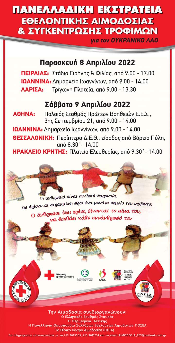 Οι αντιπολεμικές αιμοδοσίες στα αστικά κέντρα