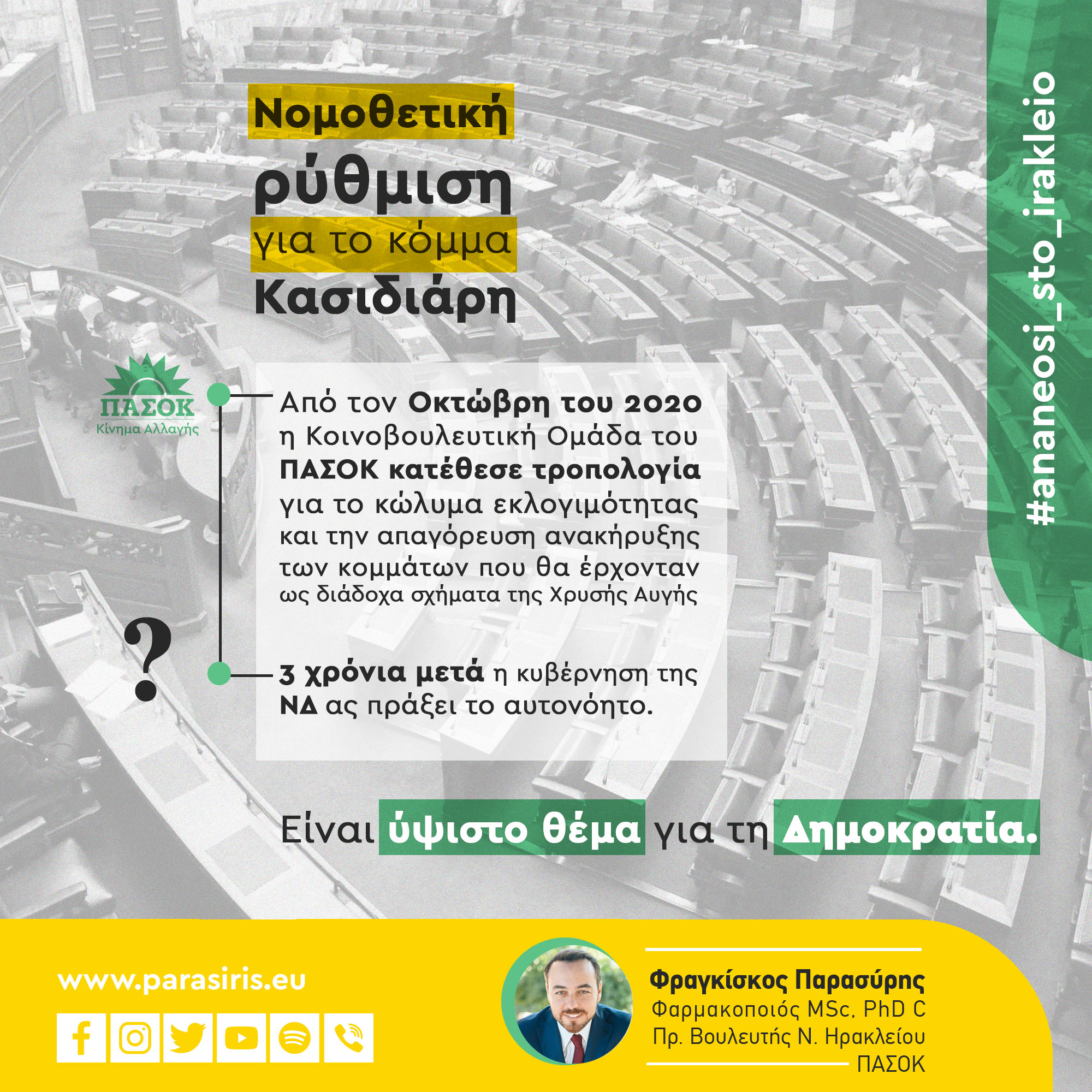 Φραγκίσκος Παρασύρης Χρυσή Αυγή Κόμμα Κασιδιάρης Δημοκρατία ΠΑΣΟΚ