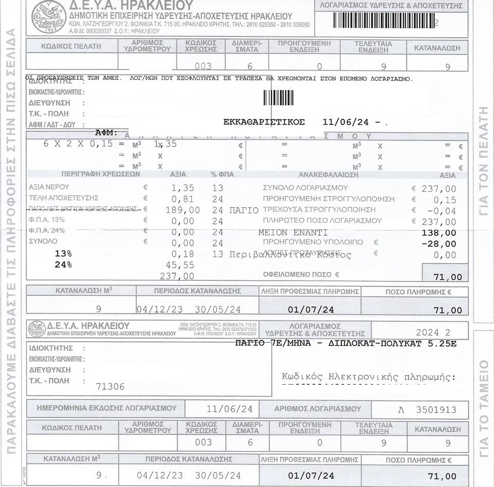 Λογαριασμός Πολυκατοικία Ηράκλειο