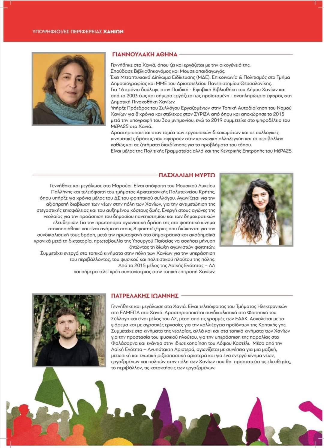 ΜέΡΑ25 υποψήφιοι Χανιά