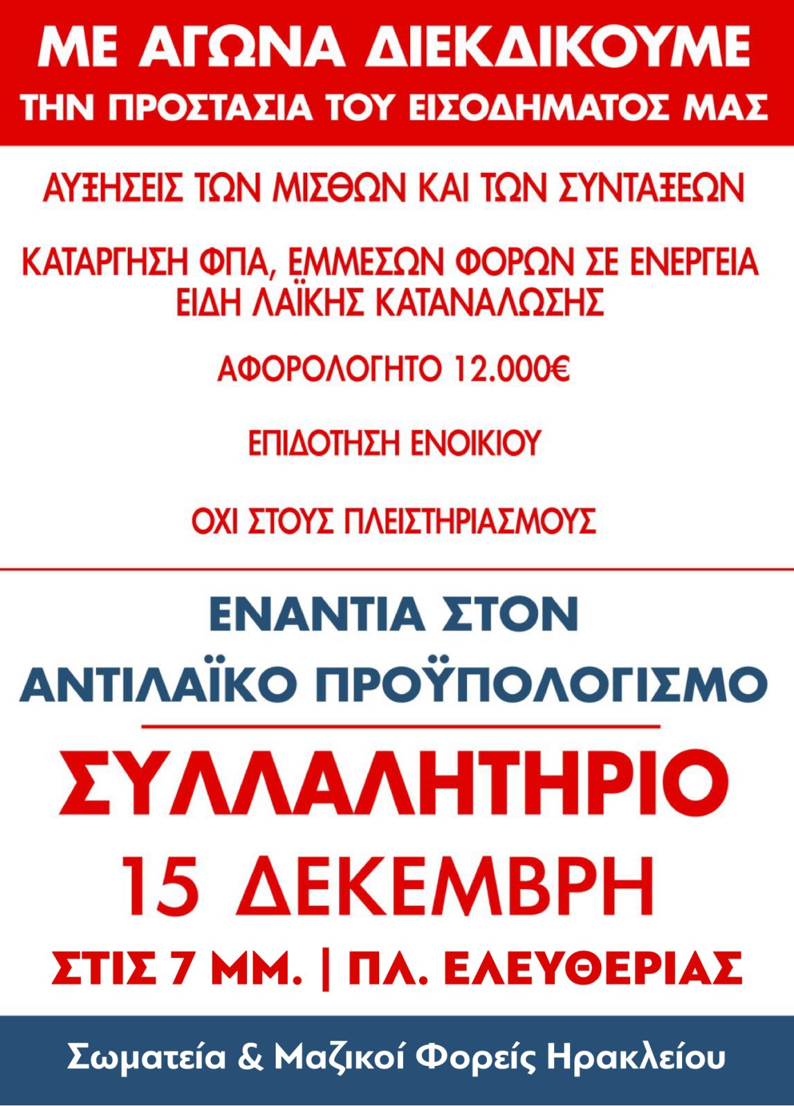 Συλλαλητήριο προϋπολογισμός