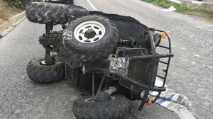 Ανετράπη τετράτροχη γουρούνα στην Εθνική Οδό