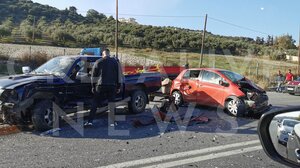 Σφοδρή σύγκρουση στην Ηρακλείου - Μοιρών: Προκλήθηκε κυκλοφοριακή συμφόρηση