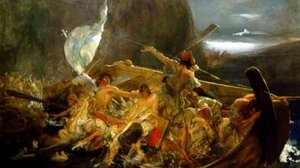 Στων Ψαρών την ολόμαυρη ράχη περπατώντας η Δόξα μονάχη...