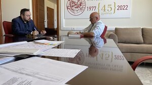 Με τον Πρύτανη του Πανεπιστημίου Κρήτης ο Φραγκίσκος Παρασύρης