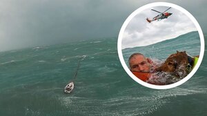Άνδρας και ο σκύλος του διασώζονται ενώ βουλιάζει το σκάφος τους