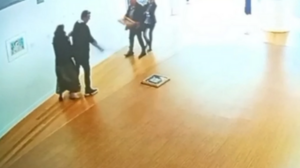 Η στιγμή που ο βουλευτής της «Νίκης» βανδαλίζει τα έργα τέχνης στην Εθνική Πινακοθήκη - Βίντεο