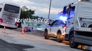 Καθίζηση στην Παλαιά ΕO Κορίνθου - Πατρών την ώρα που περνούσε λεωφορείο