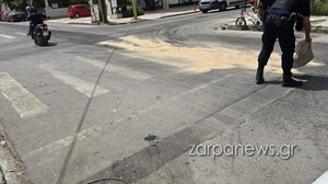 Χανιά: Τα λάδια στο οδόστρωμα προκάλεσαν τροχαίο με μηχανάκι