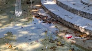 Νερό που λιμνάζει και σκουπίδια στην Κρήνη Μοροζίνι