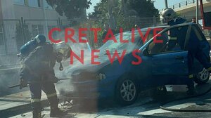 Ηράκλειο: Στις φλόγες αυτοκίνητο στο Γιόφυρο! Δείτε βίντεο!