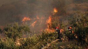Κορωπί: Υπό μερικό έλεγχο η πυρκαγιά σε αγροτοδασική έκταση στον παράδρομο της Αττικής Οδού