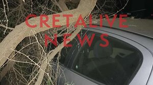 Ηράκλειο: Εικόνες από την πτώση μεγάλου κλαδιού πάνω σε αυτοκίνητα
