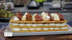 Μιλφέιγ με κρέμα λευκής σοκολάτας και καραμελωμένα σύκα