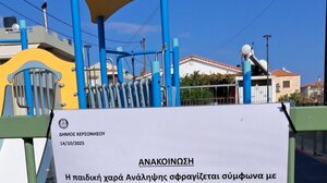 Διευκρινίσεις για τη σφράγιση της παιδικής χαράς στην Ανάληψης Χερσονήσου 