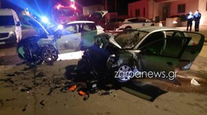 Τροχαίο τη νύχτα στην Κίσαμο - Διαλύθηκαν τα αυτοκίνητα