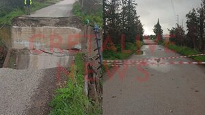 Μεσαρά: Το νερό του ποταμού «κατάπιε» τη γέφυρα - Φωτογραφίες