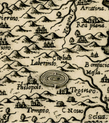 Το ιερό κορυφής στην Παπούρα σε βενετσιάνικους χάρτες του 1574 και 1598