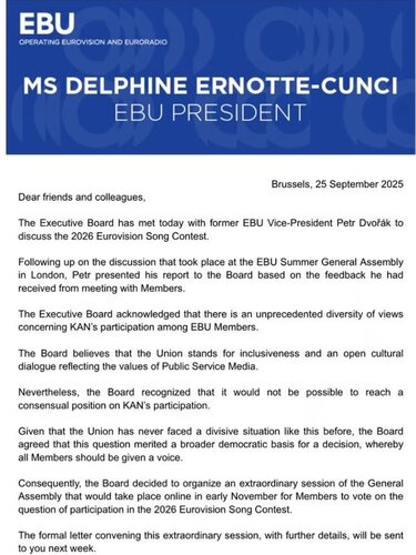 EBU, Επιστολή