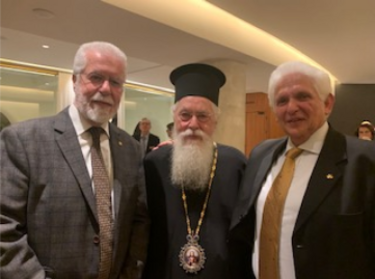 Ο Άρχων Χριστόφορος Σωφρονίου ιατρός, ο Σεβ. Μητρ. Λαοδικείας κ. Θεοδώρητος και ο Άρχων Γεώργιος Βλατακης 