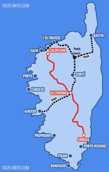  Χάρτης με το τρένο στη Κορσική