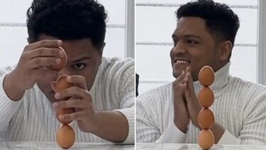 Όταν η βαρύτητα πηγαίνει περίπατο: Στερέωσε 4 αυγά σε στήλη!