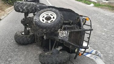 Ανετράπη τετράτροχη γουρούνα στην Εθνική Οδό