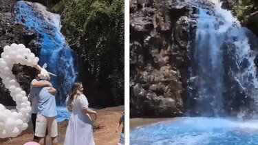 Έβαψαν μπλε καταρράκτη για τον γιο τους και μόλυναν το νερό ολόκληρης της πόλης