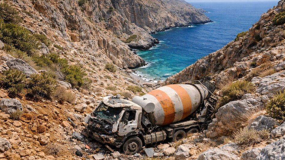 Ρέθυμνο: Μπετονιέρα έπεσε στον γκρεμό 