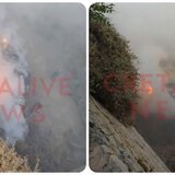 Μεγάλη η επιχείρηση της πυροσβεστικής για τη φωτιά στα ενετικά τείχη, κάτω από το Μαρτινέγκο (βίντεο και φωτογραφίες)